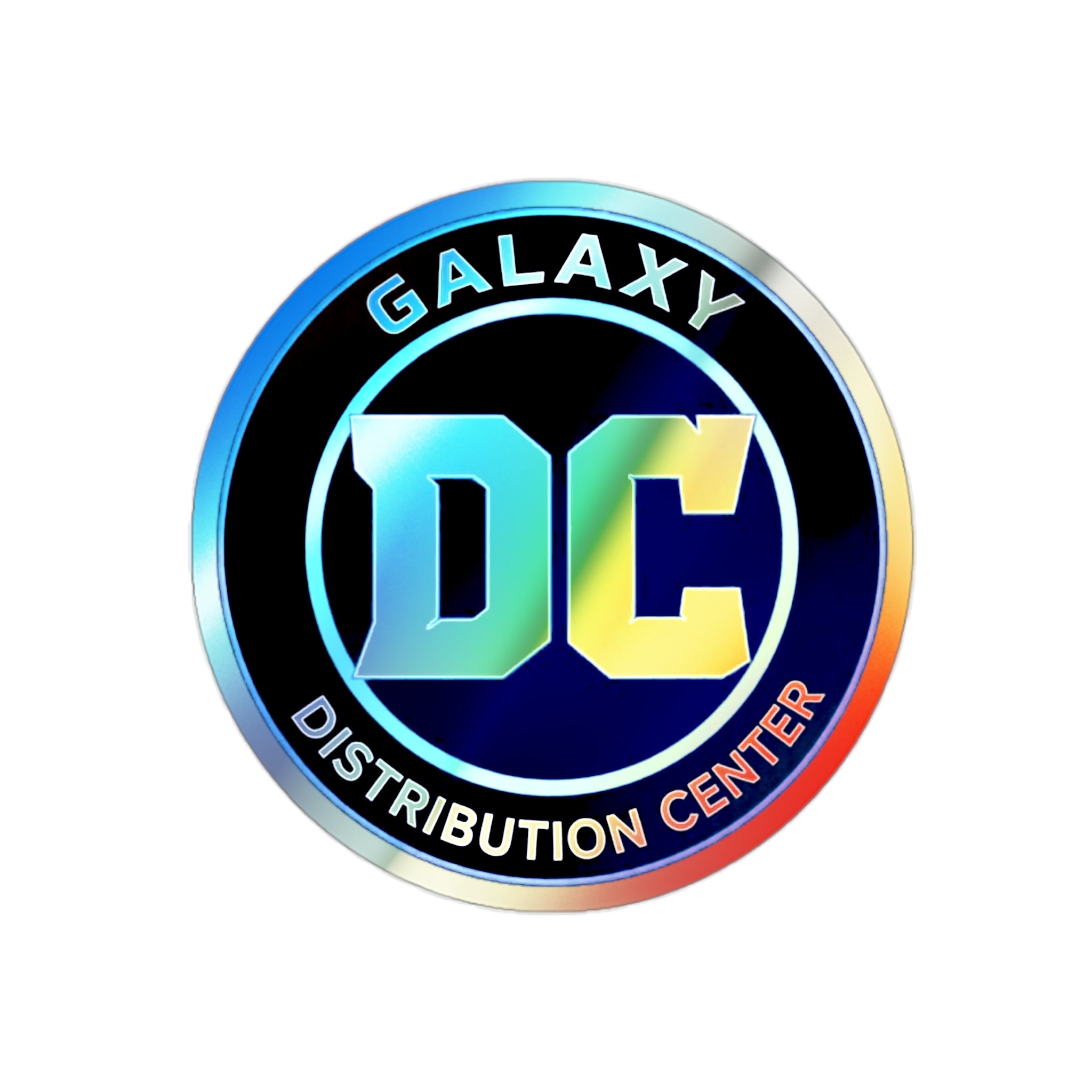 Holographic 'Galaxy DC' Die-Cut Sticker – Iridescent Logo Decal