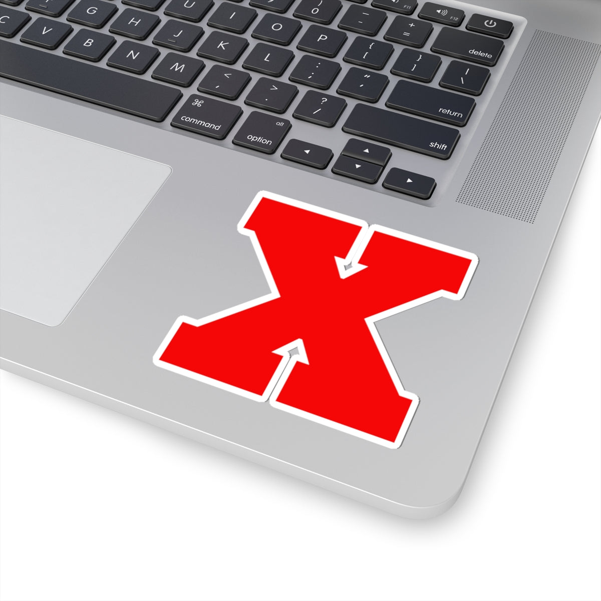 Red Varsity X Kiss-Cut Sticker — Retro Letter Decal for Laptops & Notebooks