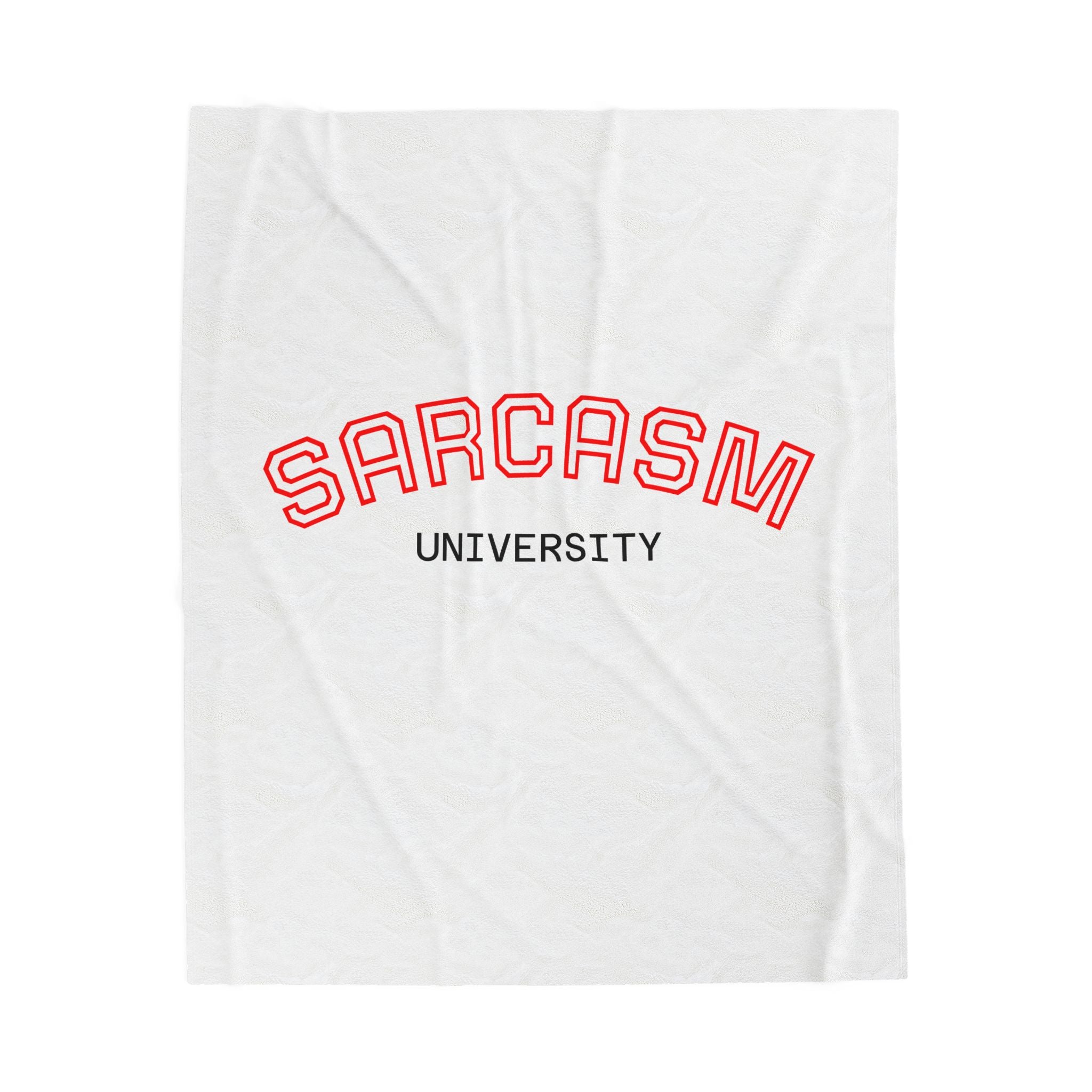 Sarcasm University Velveteen Plush Blanket — Funny College-Inspired Throw