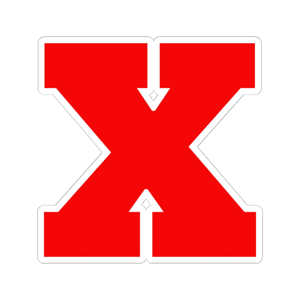 Red Varsity X Kiss-Cut Sticker — Retro Letter Decal for Laptops & Notebooks