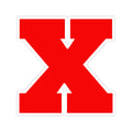 Red Varsity X Kiss-Cut Sticker — Retro Letter Decal for Laptops & Notebooks