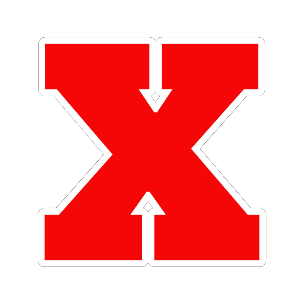 Red Varsity X Kiss-Cut Sticker — Retro Letter Decal for Laptops & Notebooks