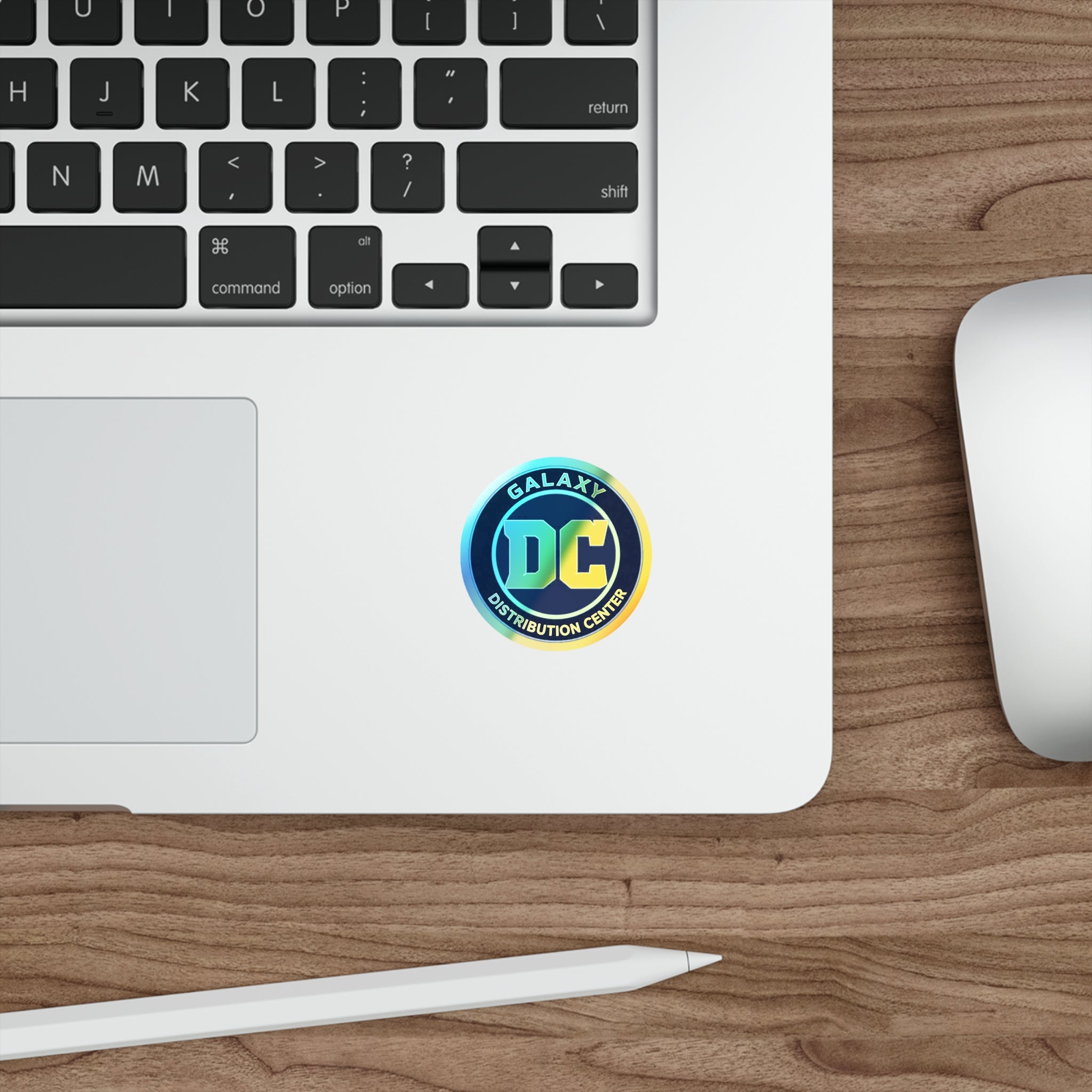 Holographic 'Galaxy DC' Die-Cut Sticker – Iridescent Logo Decal